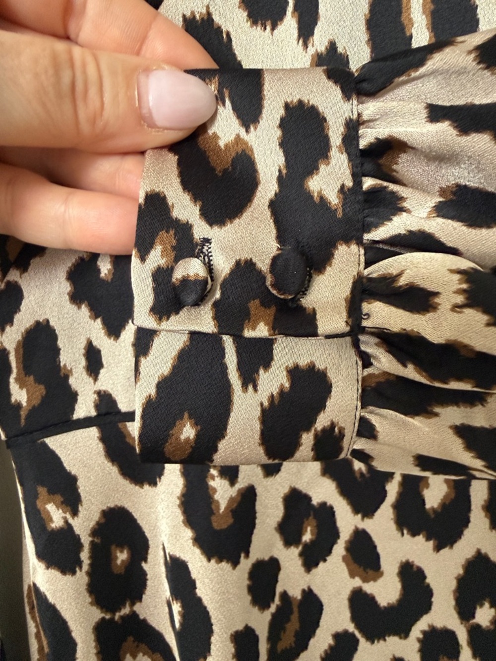 Ann Taylor Leopard Print Long Sleeve Dress in Beige and Black - Picture 2 of 5